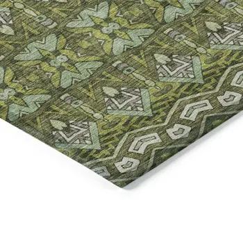 9' X 12' Olive Green Purple And Ivory Moroccan Washable Indoor Outdoor Area Rug