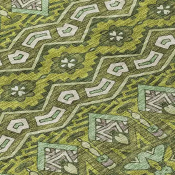 10' X 14' Olive Green Purple And Ivory Moroccan Washable Indoor Outdoor Area Rug