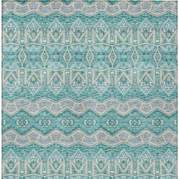 10' X 14' Teal Blue Purple And Gray Moroccan Washable Indoor Outdoor Area Rug