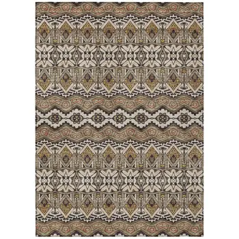 3' X 5' Taupe Brown And Ivory Moroccan Washable Indoor Outdoor Area Rug