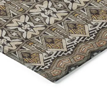 3' X 5' Taupe Brown And Ivory Moroccan Washable Indoor Outdoor Area Rug