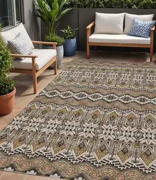 5' X 8' Taupe Brown And Ivory Moroccan Washable Indoor Outdoor Area Rug