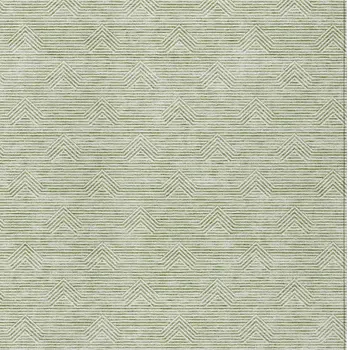 3' X 5' Artichoke Green And Ivory Geometric Washable Indoor Outdoor Area Rug