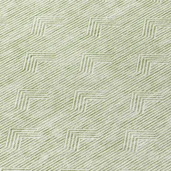 8' Artichoke Green And Ivory Round Geometric Washable Indoor Outdoor Area Rug