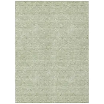 10' X 14' Artichoke Green And Ivory Geometric Washable Indoor Outdoor Area Rug