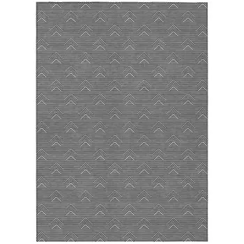 9' X 12' Black And Ivory Geometric Washable Indoor Outdoor Area Rug