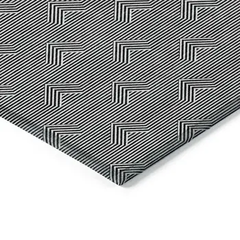 9' X 12' Black And Ivory Geometric Washable Indoor Outdoor Area Rug