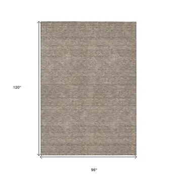 8' X 10' Brown And Beige Geometric Washable Indoor Outdoor Area Rug