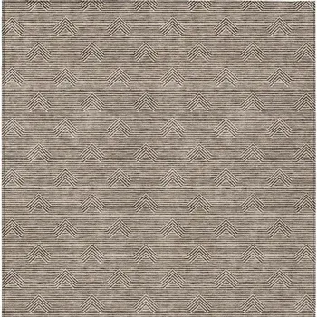 9' X 12' Brown And Beige Geometric Washable Indoor Outdoor Area Rug