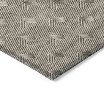 9' X 12' Brown And Beige Geometric Washable Indoor Outdoor Area Rug