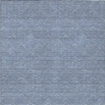 9' X 12' Blue And Ivory Geometric Washable Indoor Outdoor Area Rug