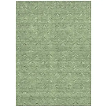 5' X 8' Green And Beige Geometric Washable Indoor Outdoor Area Rug