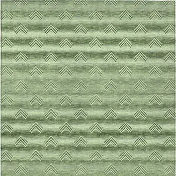 9' X 12' Green And Beige Geometric Washable Indoor Outdoor Area Rug
