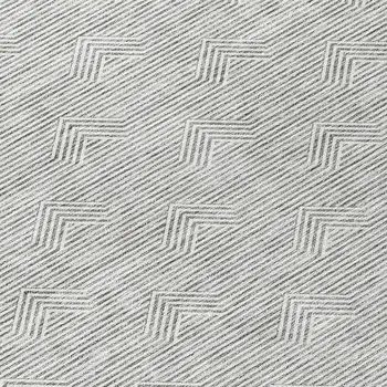 8' Gray And Ivory Round Geometric Washable Indoor Outdoor Area Rug