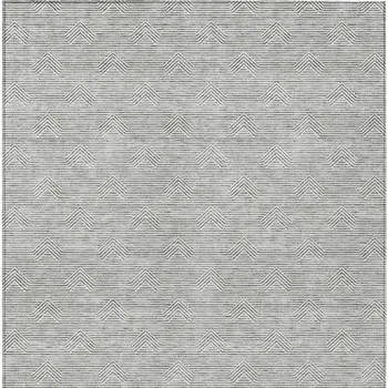 8' X 10' Gray And Ivory Geometric Washable Indoor Outdoor Area Rug