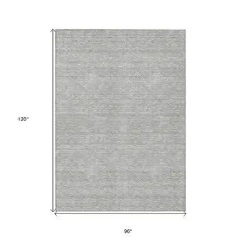 8' X 10' Gray And Ivory Geometric Washable Indoor Outdoor Area Rug