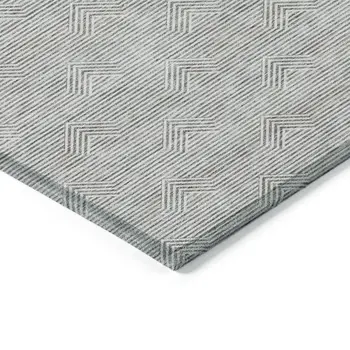 8' X 10' Gray And Ivory Geometric Washable Indoor Outdoor Area Rug