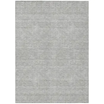 9' X 12' Gray And Ivory Geometric Washable Indoor Outdoor Area Rug