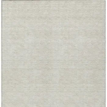 3' X 5' Ivory And Gray Geometric Washable Indoor Outdoor Area Rug