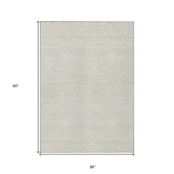 3' X 5' Ivory And Gray Geometric Washable Indoor Outdoor Area Rug