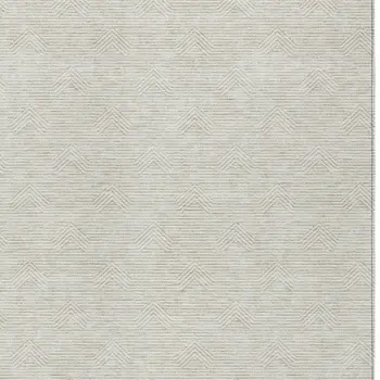 3' X 5' Ivory And Gray Geometric Washable Indoor Outdoor Area Rug