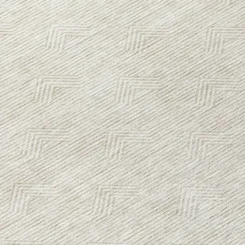 8' Ivory And Gray Round Geometric Washable Indoor Outdoor Area Rug