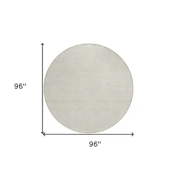 8' Ivory And Gray Round Geometric Washable Indoor Outdoor Area Rug