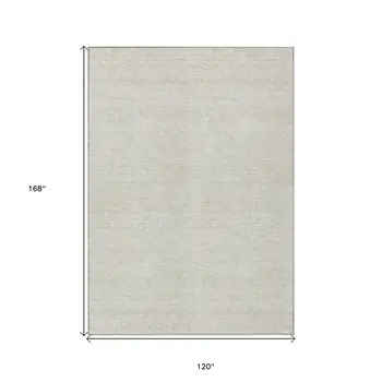 10' X 14' Ivory And Gray Geometric Washable Indoor Outdoor Area Rug