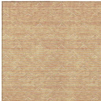 5' X 8' Orange And Ivory Geometric Washable Indoor Outdoor Area Rug