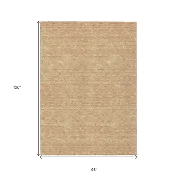8' X 10' Orange And Ivory Geometric Washable Indoor Outdoor Area Rug