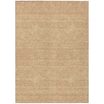8' X 10' Orange And Ivory Geometric Washable Indoor Outdoor Area Rug