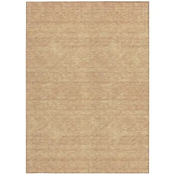8' X 10' Orange And Ivory Geometric Washable Indoor Outdoor Area Rug