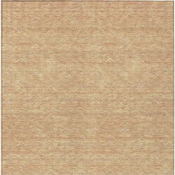 10' X 14' Orange And Ivory Geometric Washable Indoor Outdoor Area Rug