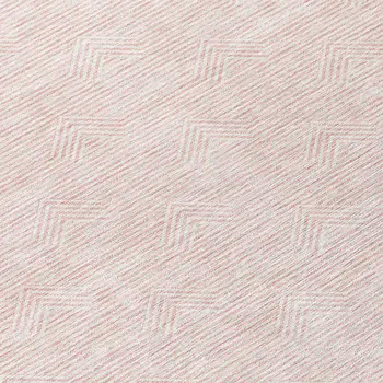 8' Pink And Gray Round Geometric Washable Indoor Outdoor Area Rug