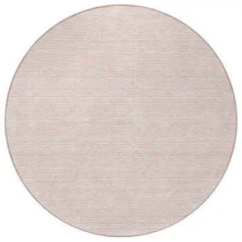 8' Pink And Gray Round Geometric Washable Indoor Outdoor Area Rug