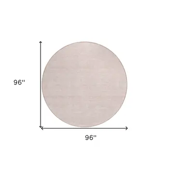 8' Pink And Gray Round Geometric Washable Indoor Outdoor Area Rug