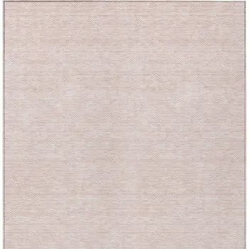 9' X 12' Pink And Gray Geometric Washable Indoor Outdoor Area Rug