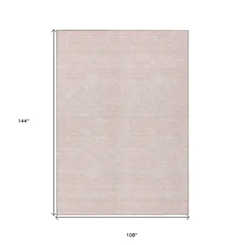 9' X 12' Pink And Gray Geometric Washable Indoor Outdoor Area Rug