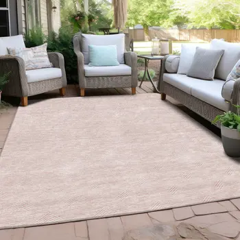 9' X 12' Pink And Gray Geometric Washable Indoor Outdoor Area Rug