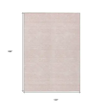 10' X 14' Pink And Gray Geometric Washable Indoor Outdoor Area Rug