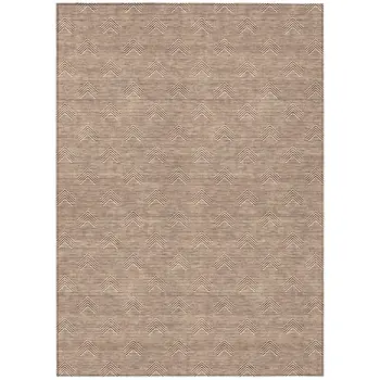 5' X 8' Brown And Beige Geometric Washable Indoor Outdoor Area Rug