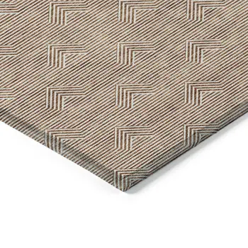 10' X 14' Brown And Beige Geometric Washable Indoor Outdoor Area Rug