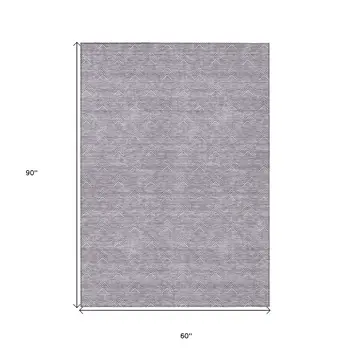 5' X 8' Purple And Ivory Geometric Washable Indoor Outdoor Area Rug