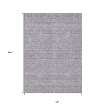 9' X 12' Purple And Ivory Geometric Washable Indoor Outdoor Area Rug