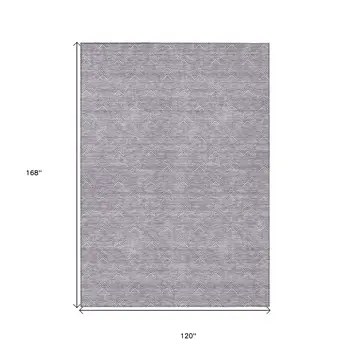 10' X 14' Purple And Ivory Geometric Washable Indoor Outdoor Area Rug