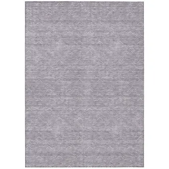 10' X 14' Purple And Ivory Geometric Washable Indoor Outdoor Area Rug