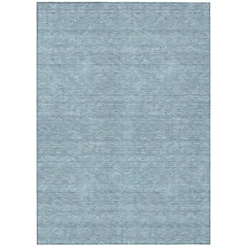 3' X 5' Teal Blue And Ivory Geometric Washable Indoor Outdoor Area Rug