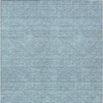 8' X 10' Teal Blue And Ivory Geometric Washable Indoor Outdoor Area Rug