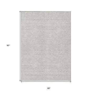 5' X 8' Taupe And Ivory Geometric Washable Indoor Outdoor Area Rug