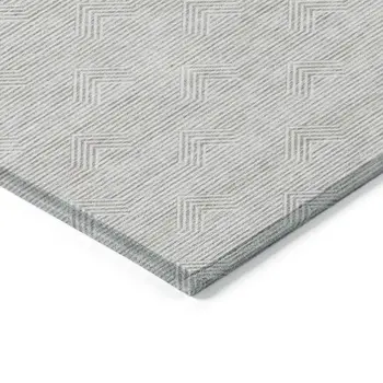 9' X 12' Taupe And Ivory Geometric Washable Indoor Outdoor Area Rug